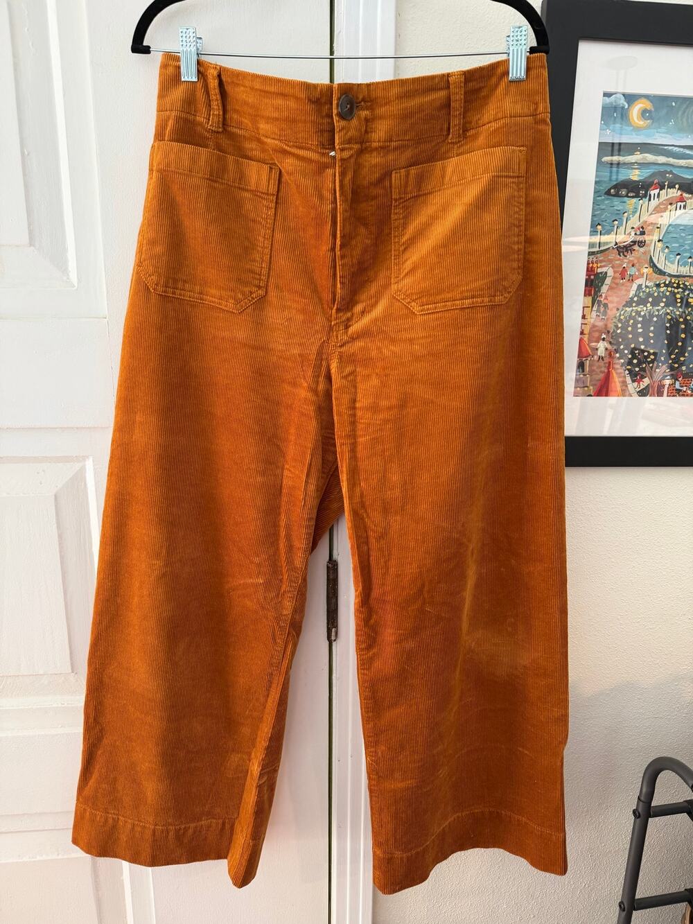 Anthropologie Maeve Colette Corduroy Crop Pants Wide Leg Trousers Bronze Size 32